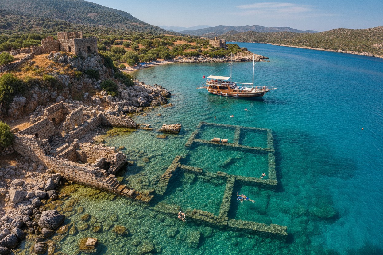 Kekova su altı kalıntıları dalış rotası